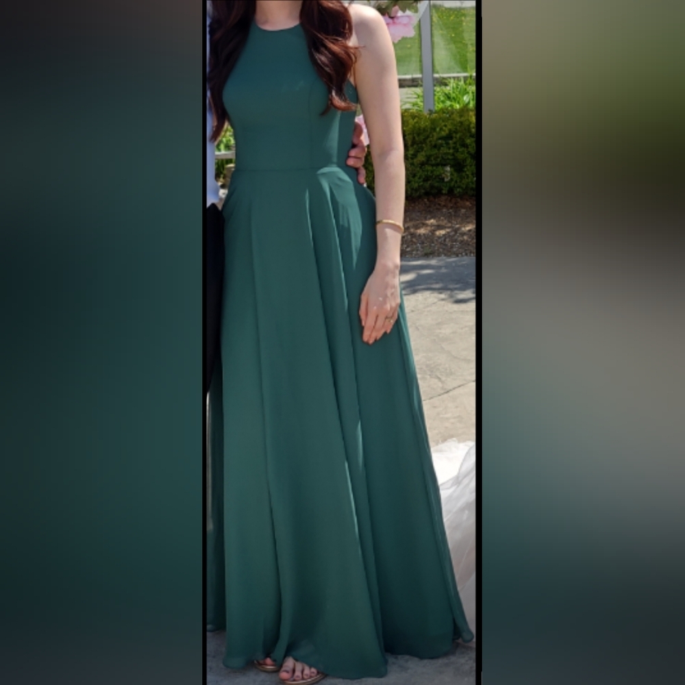 Chiffon Halter Bridesmaid Dress - Picture 7 of 8